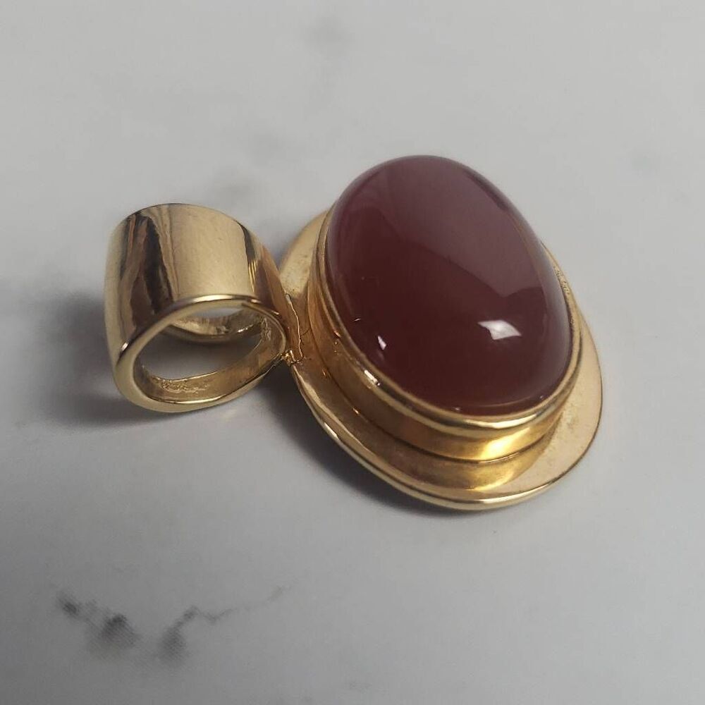 Roman Oval Vintage Roman Jewelry Faux Carnelian Pendant - Picture 5 of 7